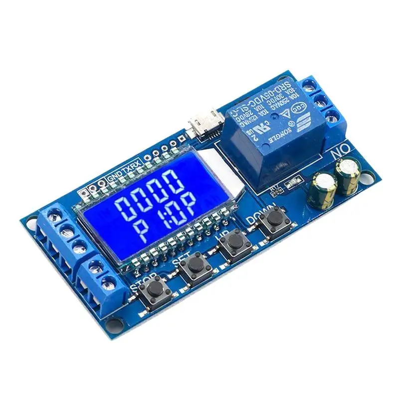 6-30V Micro USB Digital LCD Display Time Delay Relay Module Control Timer Switch Trigger Cycle Module XY-LJ02