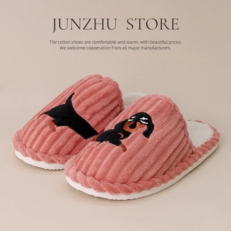 chinelo-de-quarto-feminino-de-veludo-corduroy-com-desenho-de-dachshund-fofo-quente-de-inverno-2026-pelucia-curta-antiderrapante-chinelos-de-casal