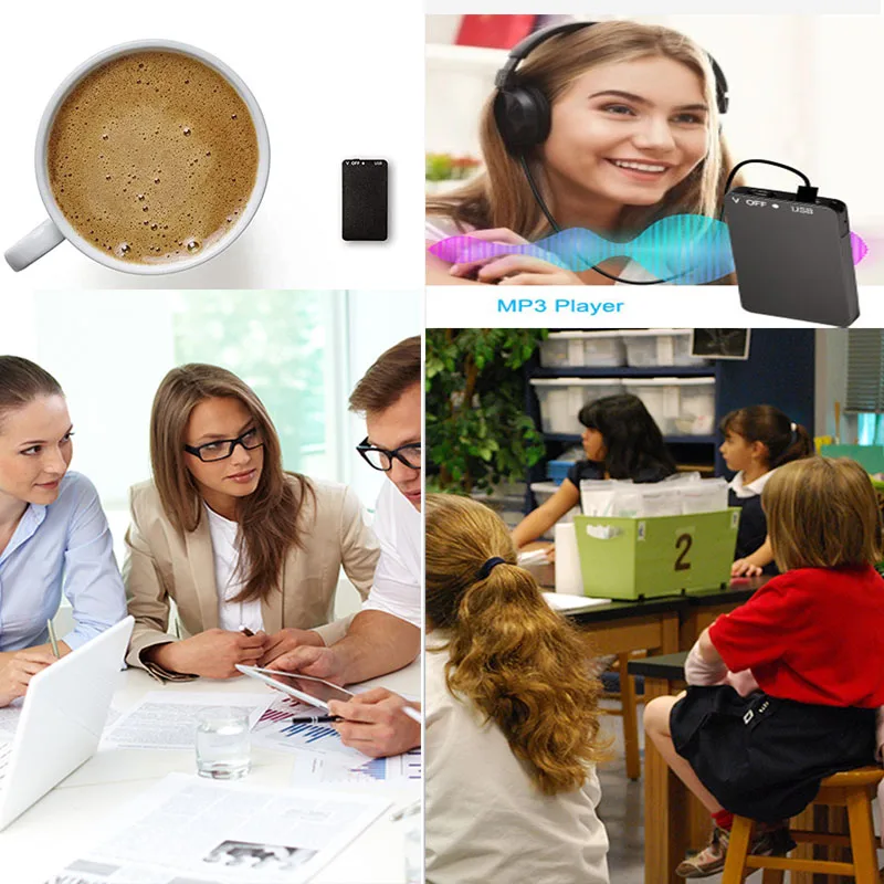 Aomago محرك فلاش متعدد الوظائف 64 جيجابايت، بطاقة رفيعة، مشغل MP3، مسجل صوت صغير منشط