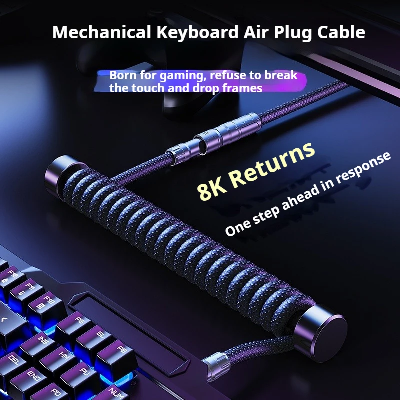 Oatsbasf Charging & Transmission Keyboard Cable Type-C To Type-C USB To Type-C Aviation Plug Cable for Mechanical Game Keyboard