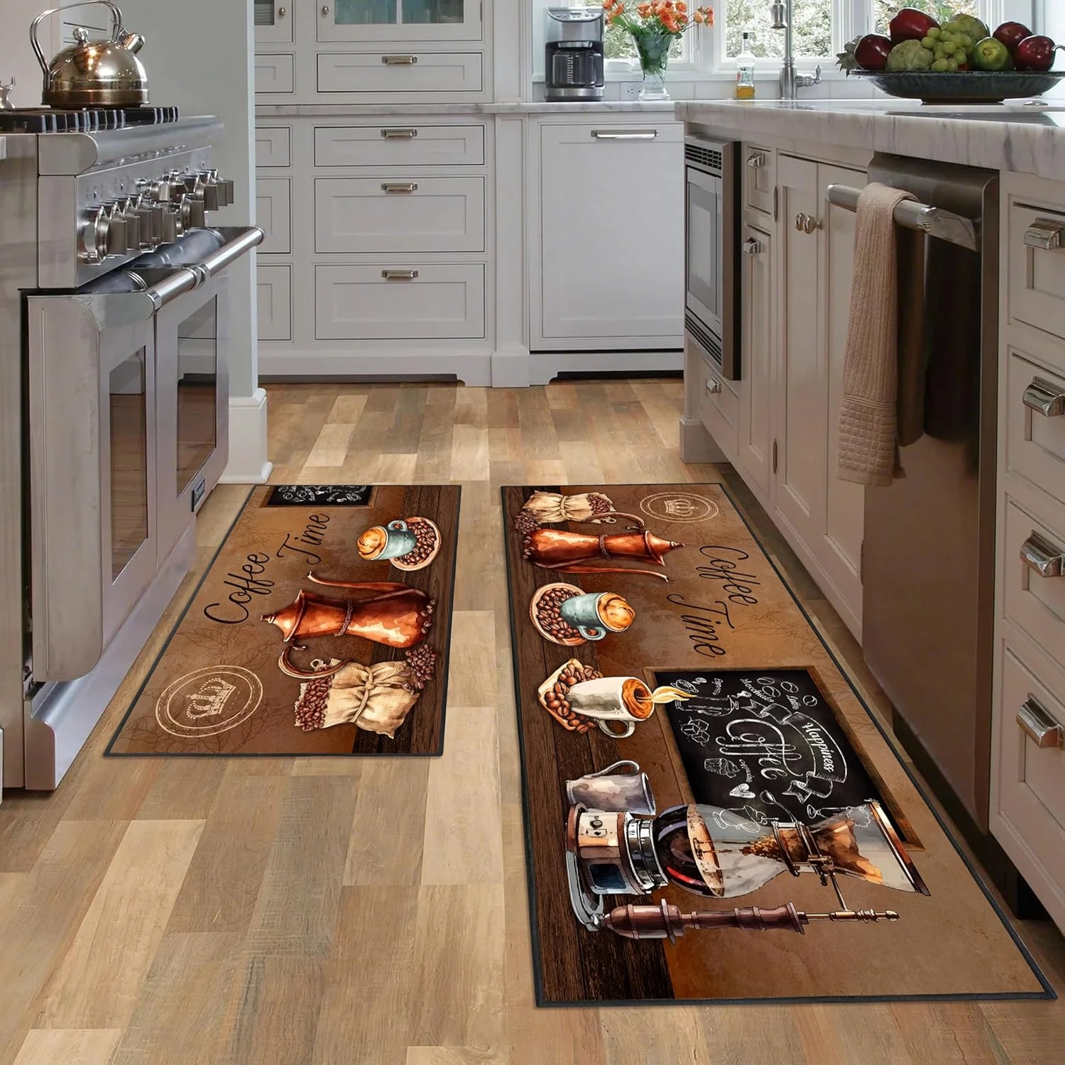 VIKAMA 1/2 Pack Kitchen Rugs, Non-Slip & Oil-Proof Indoor Floor Mats for Corridors, Entrance Doormats, Home Decor