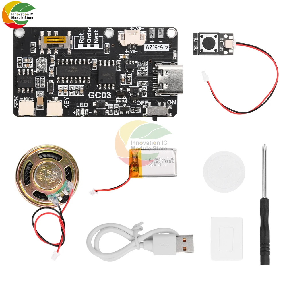 Recordable Sound Module 8M MP3 WAV Button Control Music Voice Player Programmable Board with Speaker for DIY Greeting Card Gift