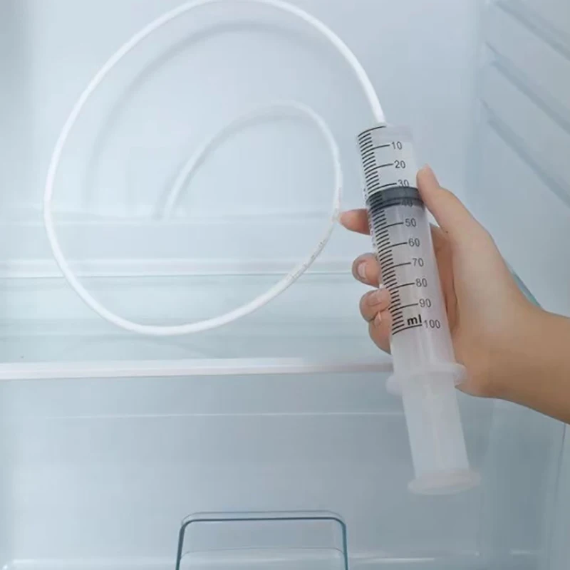 5Pcs/set Clean Brush Anti Clogging Kit Refrigerator Drain Wash Brush Suction Syringe Hose Fridge Drain Hole Cleaner Stick