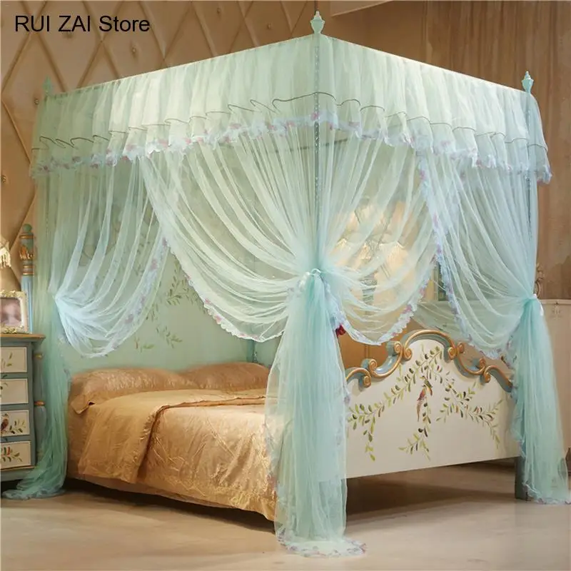 150*200 Mm Mosquito Bedding Net Bed Tent Floor-Length Curtain 4 Posters Corners Bed Canopy Princess Queen