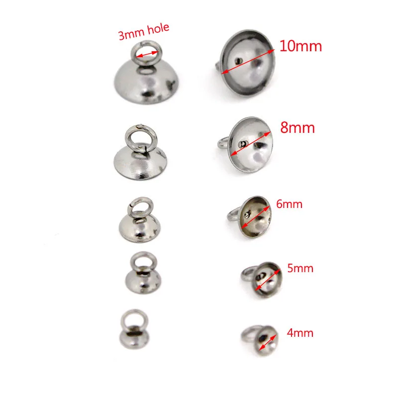 20Pcs 4/5/6/8/10mm Stainless Steel Beads End Caps Clasp Pendant Charms Connectors for DIY Jewelry Making Findings Accessories