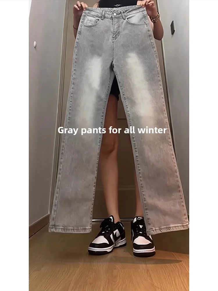 

Men's Fce Lined Straight Leg Stretchy Denim Jeans mid Low Waist Zipper Fly Winter Wear Youth ular American Sle Long T...