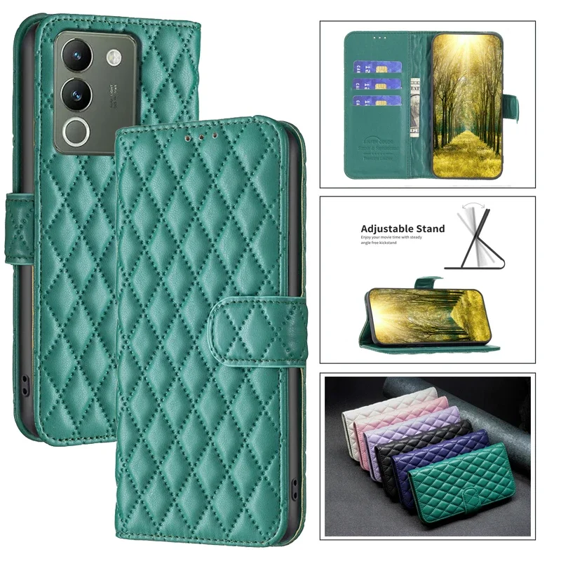 Leather Case Wallet Cover For VIVO Y200 5G V29e Y36 Y27 Y02 Y35 Y22 Y22s VIVOY200 Y 200 Stand Coque Flip Phone Protect Cases