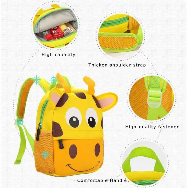 Kids Baby Backpack Cartoon Animal Pig Dog Rabbit Tiger Sheep Monkey Plush Backpack Children 3D Kindergarten School Bag 1-7 Years