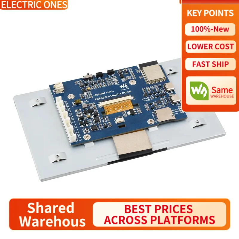 

【Waveshare genuine】- 7inch Display Development Board Type B, ESP32 With Display, 1024×600, Optional For Touch Function,