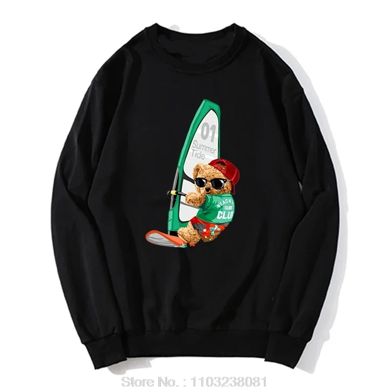 Teddy Bear Playing Badminton Hoodie Exercise Clothing Cotton Tops Graphics New Men Women Sweatshirt Printed Streetwear