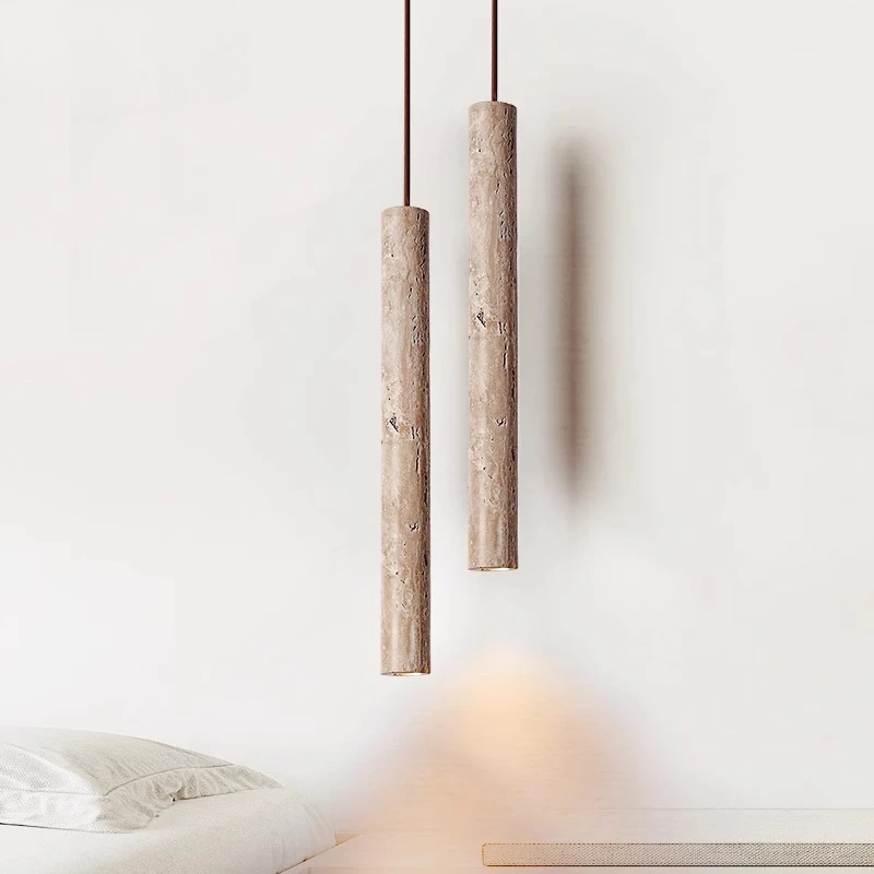 

Long strip cave stone pendant lights Wabi Sabi marble hanging lamp Kitchen island bedroom Bedside Bar Lighting G9 Home Decor