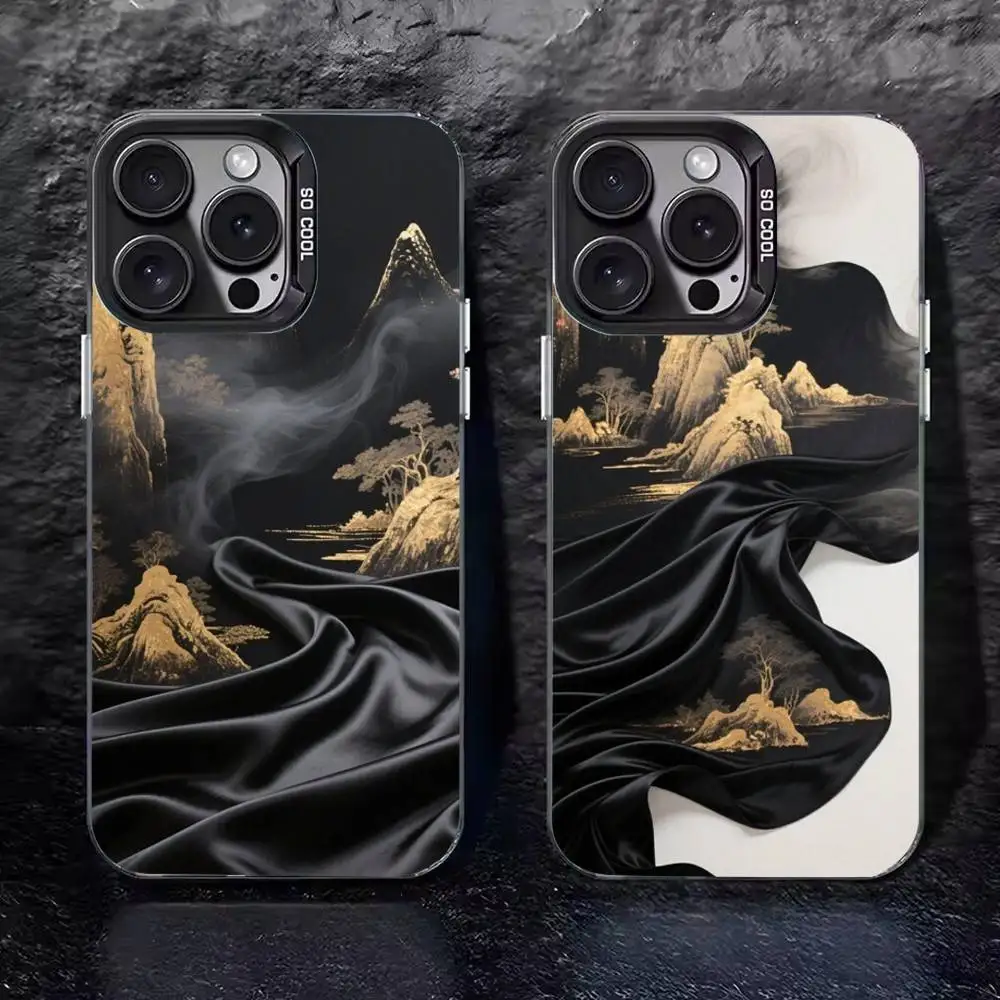 

Style Monochrome Landscape Phone Case For iPhone 17 16 15 14 13 12 11 Pro Max XS Max 7 8 Plus Shockproof Silicone Matte Cover