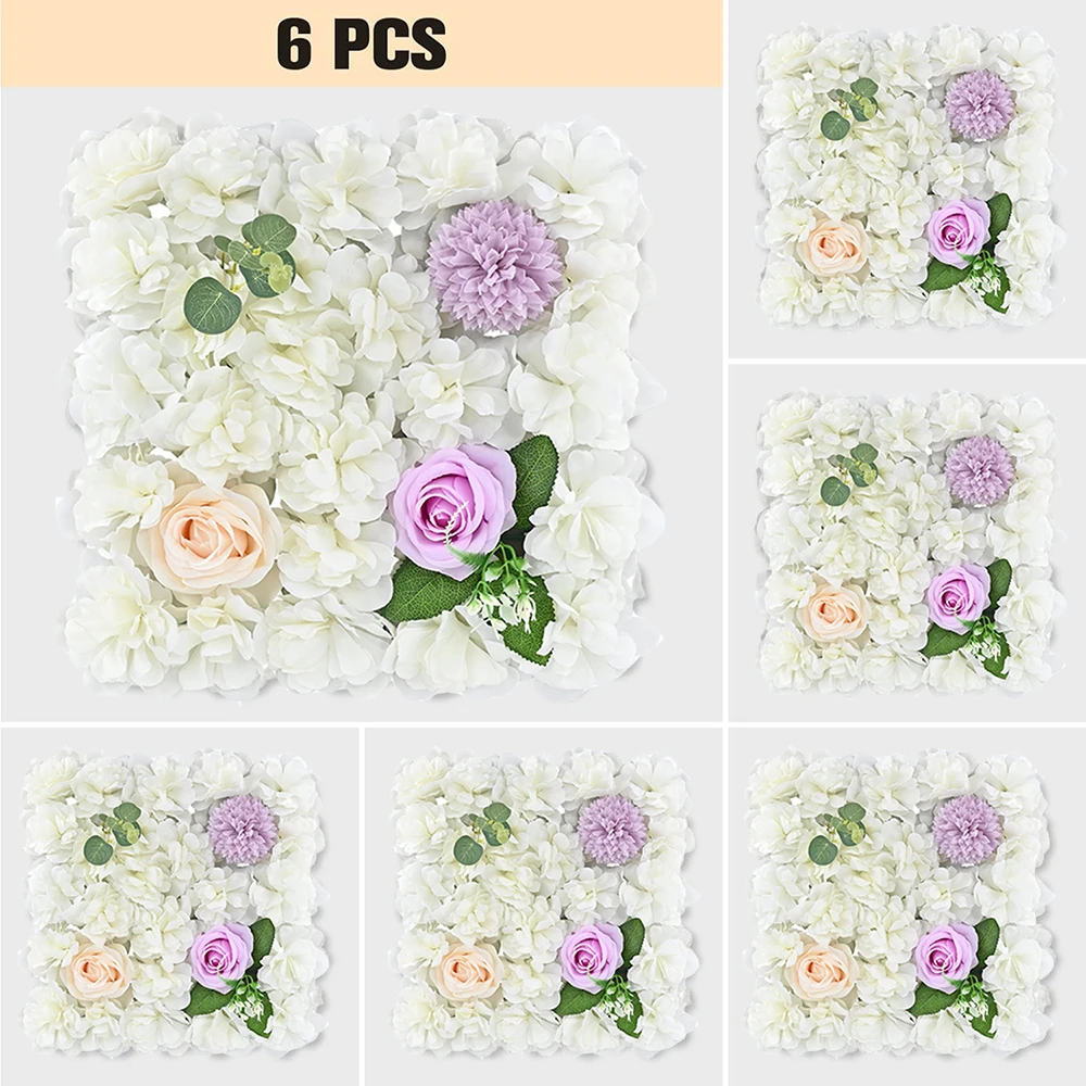 

Flower Wall Background 6Pcs Silk Rose Artificial Flower Panels Perfect For Wedding Celebration Festive Party Background Home