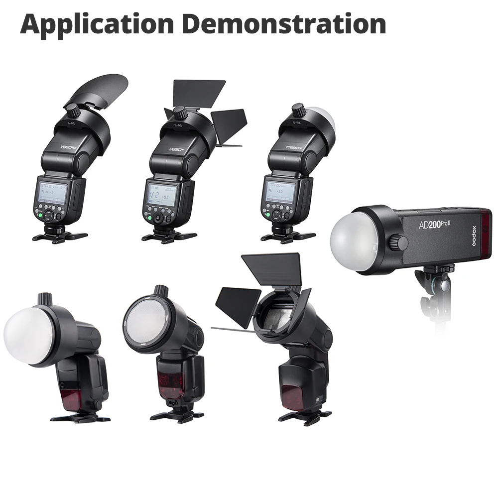 Godox okrągła głowica akcesoria Adapter S-R2 garnitur dla V860II AD200PROII TT685 TT600 seria Canon Nikon Flash instalacja AK-R1 — zdjęcie produktu 2