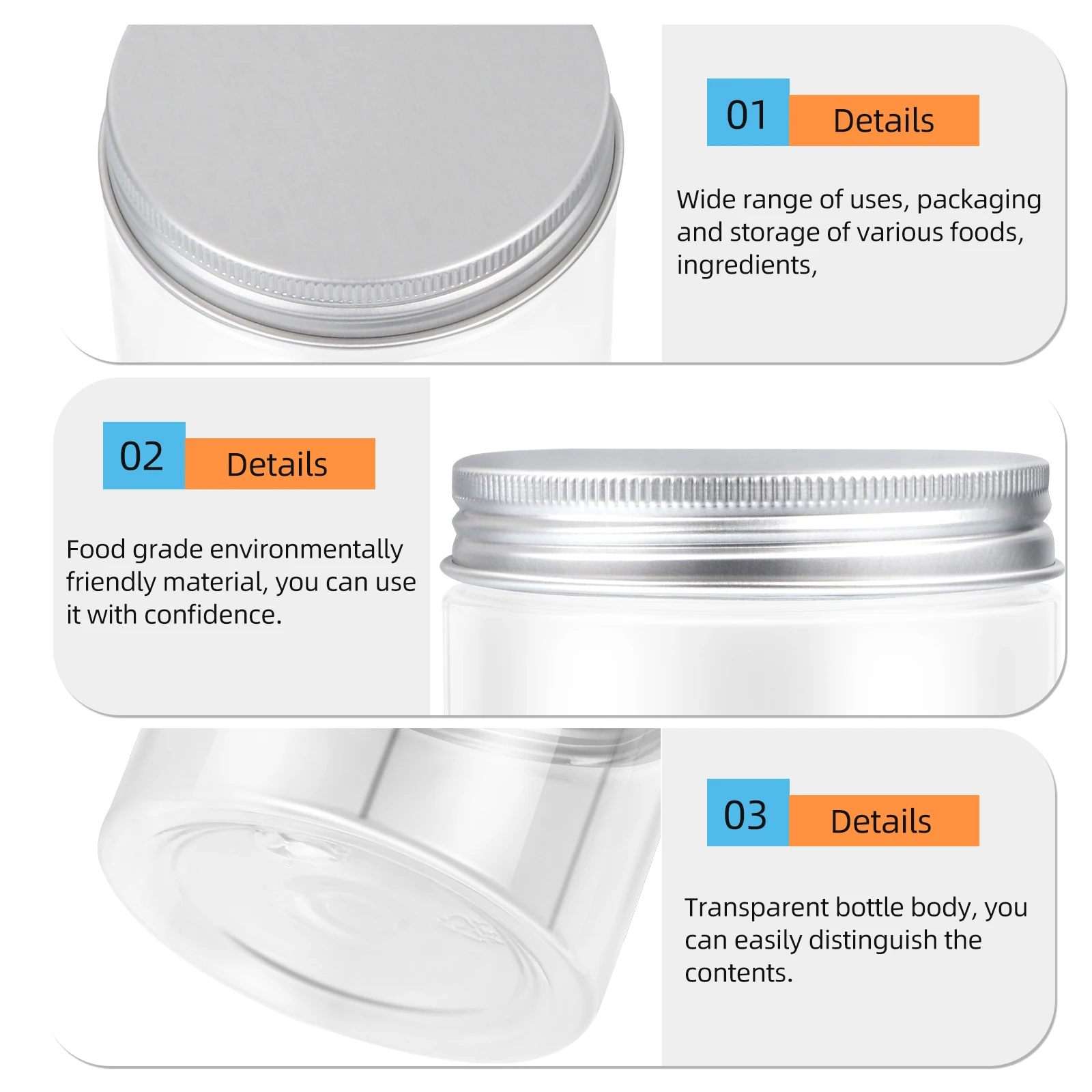 

6pcs 150Ml Plastic Storage Containers Transparent Sturdy Waterproof Dustproof Sealing Kitchen Food Container Bottles For Dry