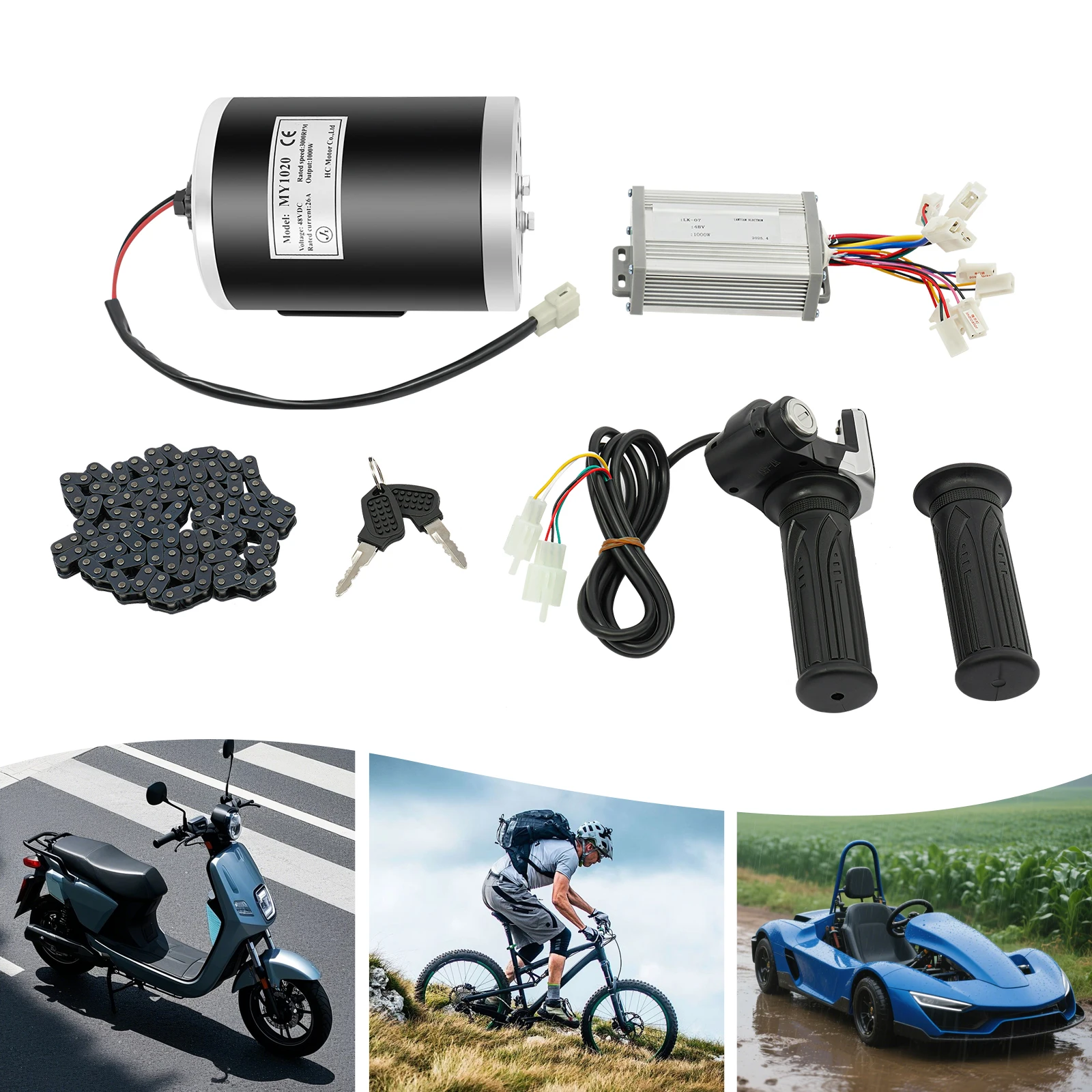 

Brushed Motor Kit, 1000W Brushed Motor Kit with Controller and Throttle, Brushed DC Motor for Electric Scooter, E-bike