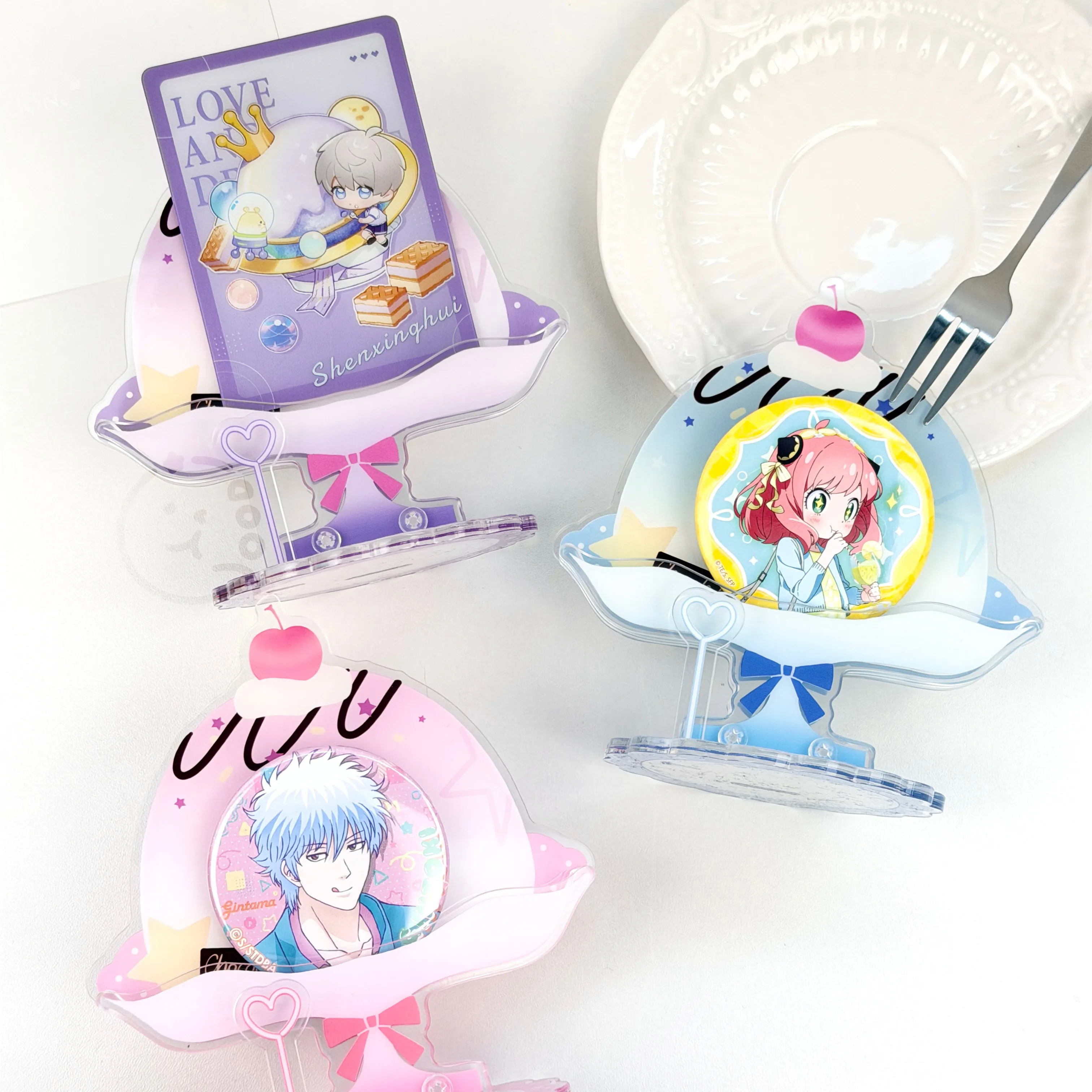 Shaved Ice Cup Semi-open Gumei Acrylic Animation Badge, Small Card Card Storage Desktop Ornament
