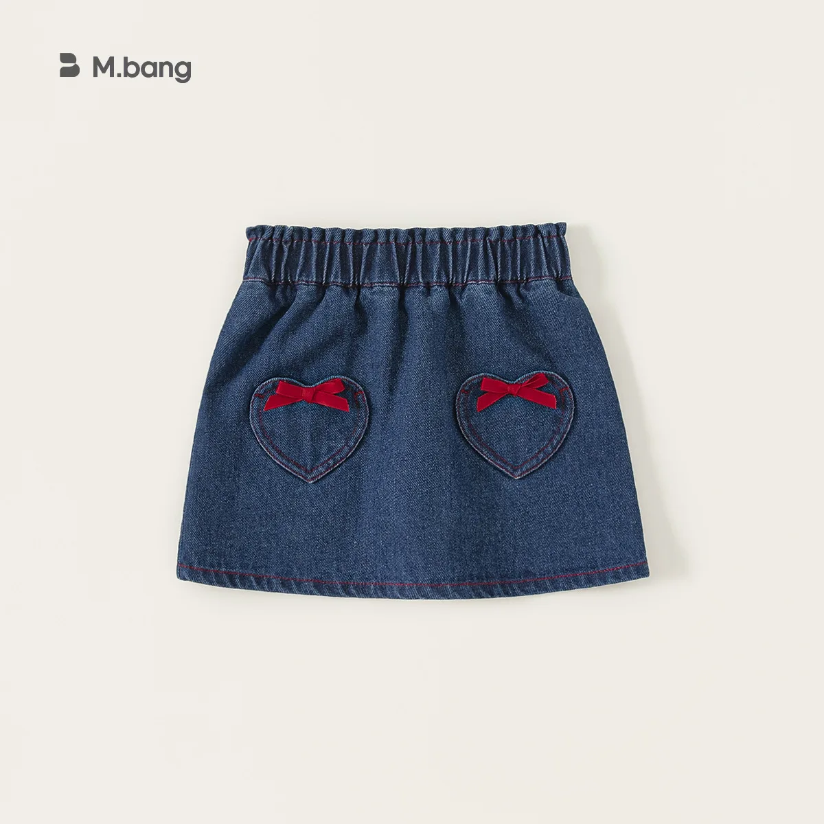 

Autumn Skirt Cute Elastic Waist Love Bow Decorative Pocket Denim Skirt Fashion Casual Baby Clothing