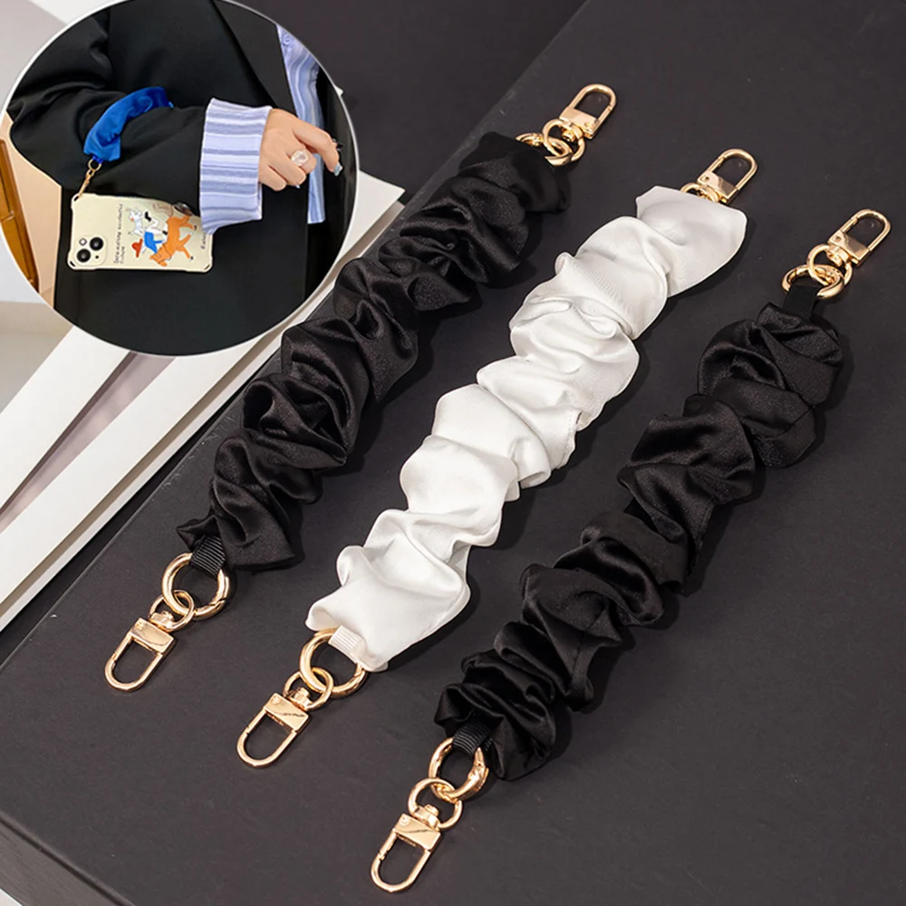 Large Intestine Bag Rope Short Solid Color Mobile Phone Lanyard Elastic INS Wrist Strap Fashion Simple Bag Handle Decoration