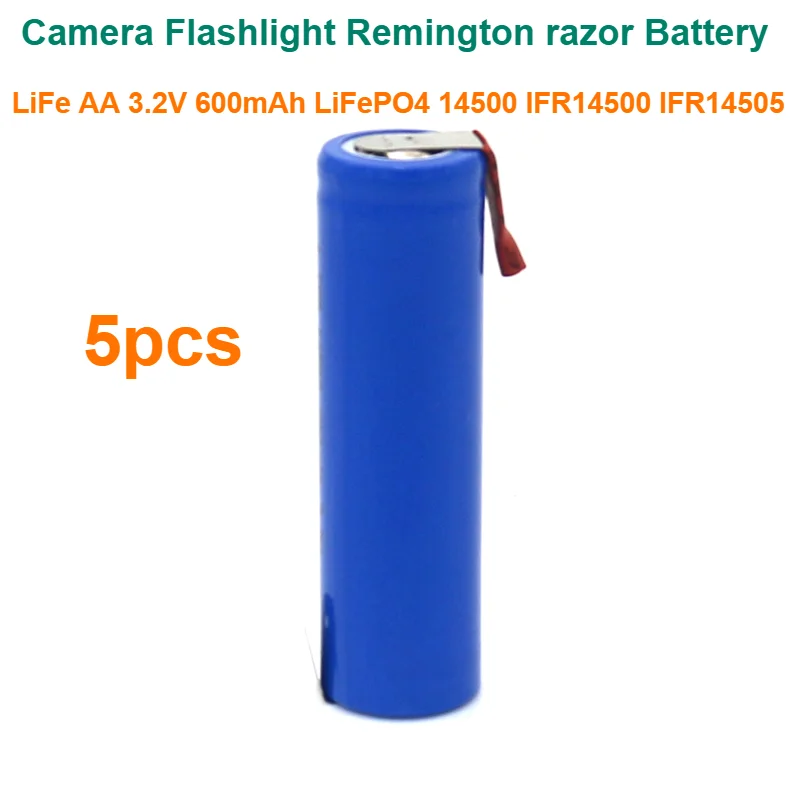 

AA 3.2V 800mAh LiFePO4 14500 IFR14500 IFR14505 5x Camera Flashlight Remington Razor Battery LiFe