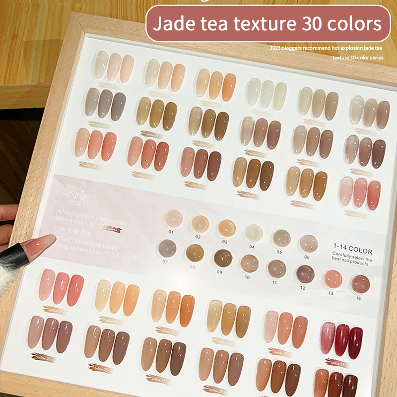 

10ml 30 Color Nail Polish Gel Set 2024 New Popular Jade Tea Texture Ice Permeating Jelly For Nude Nails