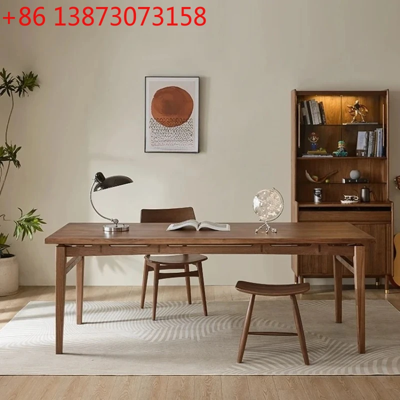 

Black Walnut Solid Wood Dining Table Large Long Desk Rectangular Workbench
