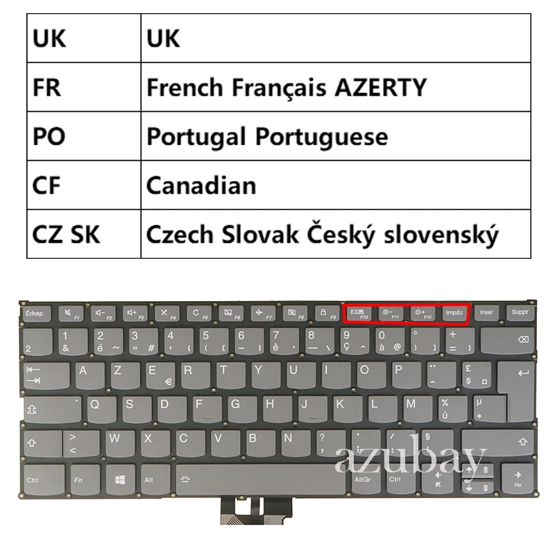 

Keyboard For Lenovo ideapad S530-13IML S530-13IWL 530S-14IKB 530S-14ARR 530S-15IKB UK French Portuguese Canadian Czech Slovak