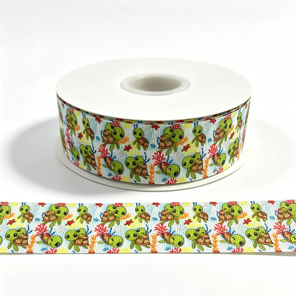 50yards Animal Turtle Printed Grosgrain Ribbon for DIY Sewing Craft