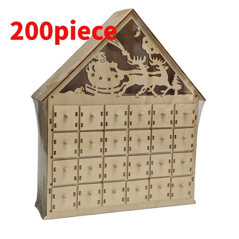 

20 0piece.Custom.High Quality 24-Drawer LED Light Box Wooden Countdown Advent Calendar Home Decoration Ornament with C