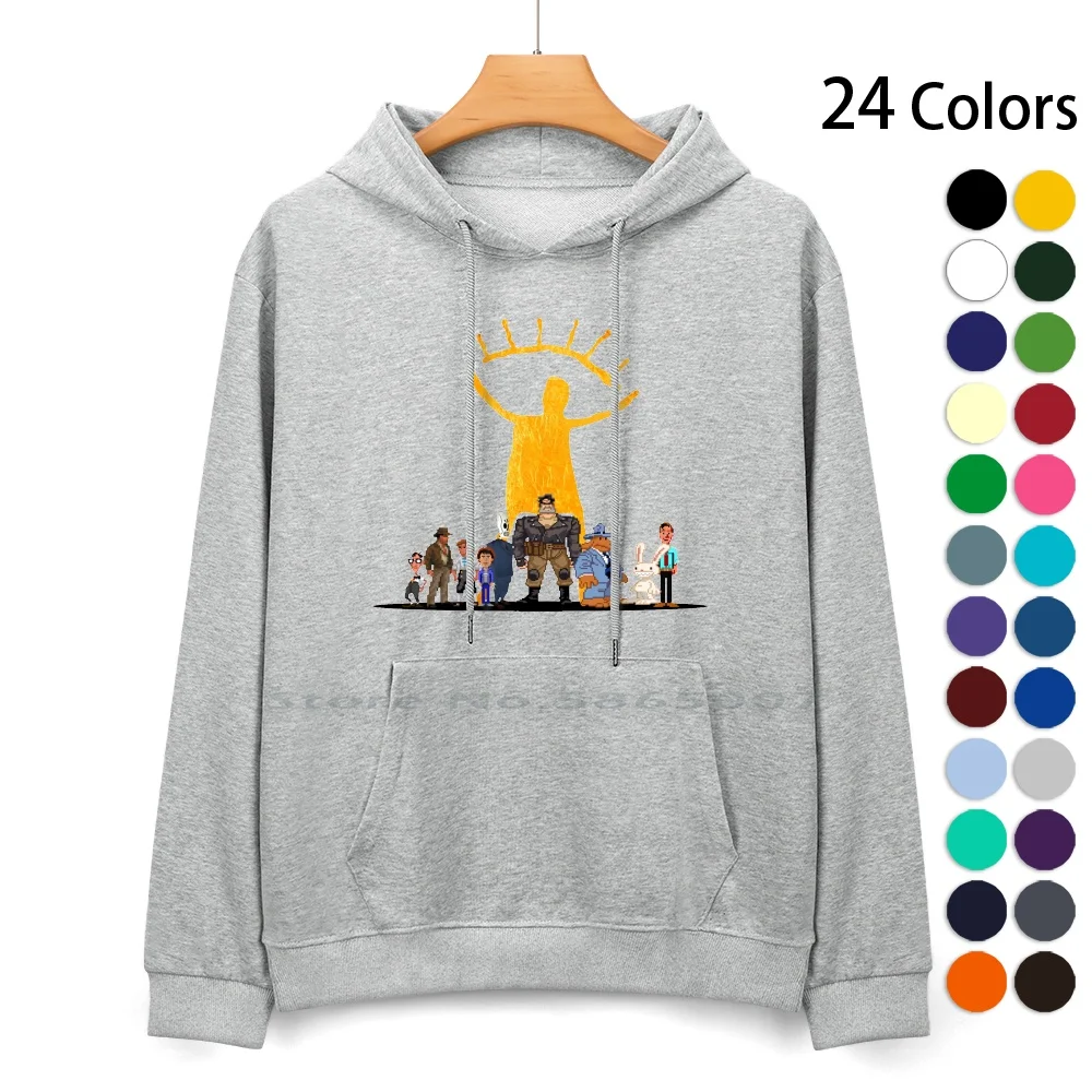 Point And Click Heroes Pure Cotton Hoodie Sweater 24 Colors Monkey Island Maniac Mansion Day Of The Tentacle Full Throttle