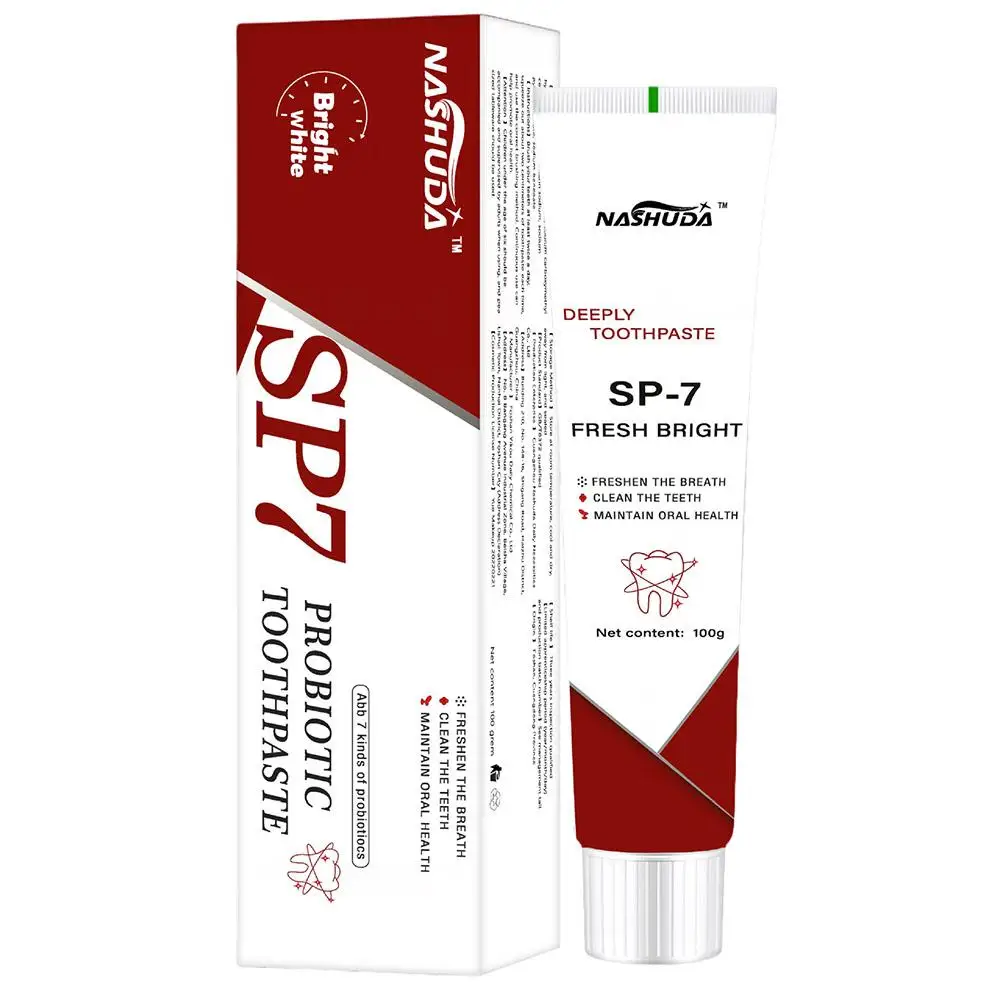 Pasta de dientes blanqueadora probiótica SP-7, pasta de dientes iluminadora, aliento y SP7, blanqueamiento dental, eliminación de manchas frescas, T2I6, 100g