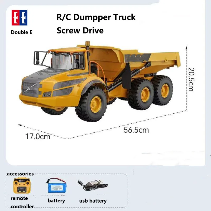 Dubbele E E591 RC Articulated Dumptruck 6WD Afstandsbestuurde Auto RC Dumpper Auto Laadtractor Speelgoed Voertuig Cadeaus voor Kinderen
