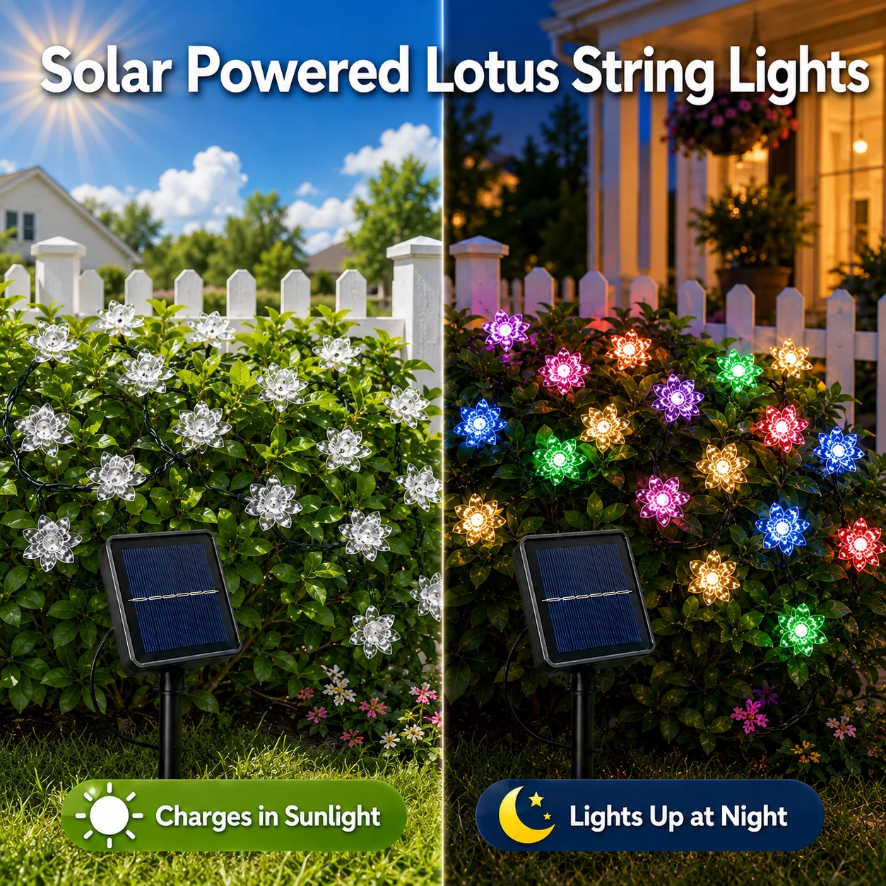 أضواء زهرة اللوتس الشمسية 5م/2 - مراجعة Outdoor Lighting For Fence وسعره