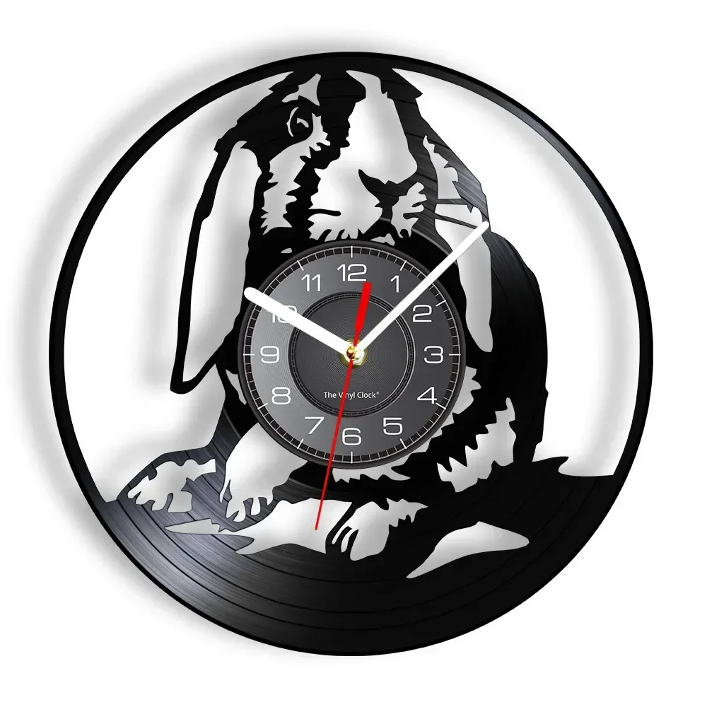 Rabbit Gramophone Record Wall Clock Cute Animal Pet Vinyl Album Re-purposed Record Timepiece Laser Cut Handicraft Unique Artwork