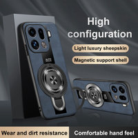 For OPPO Find X9 Pro Sheepskin Wireless Charging Magnetic Ring Stand Holder Cover For OPPO Find X9 X9Pro Leather Shockproof Case