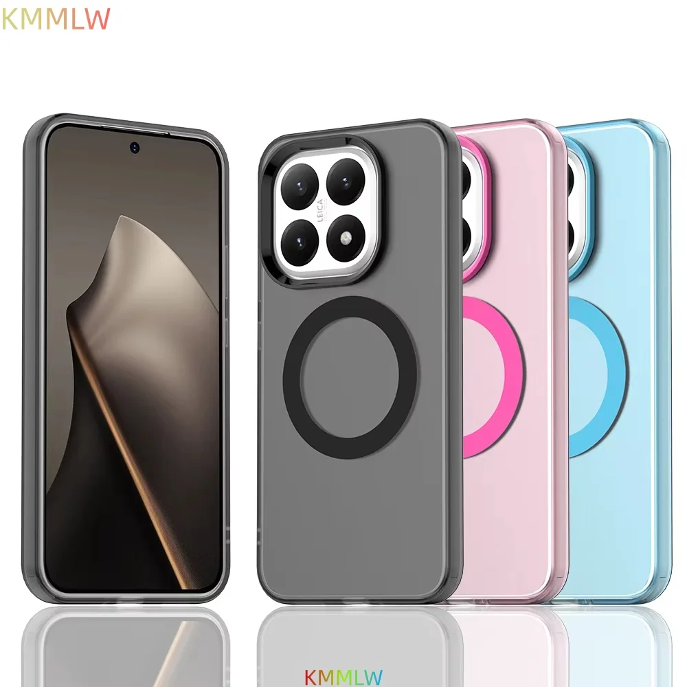 Funda de Carga Inalámbrica Magnética para Xiaomi 14T 15T Pro, Carcasa para Mi 17 Pro Max 17Pro, Colores Pastel, Carcasa Trasera Transparente