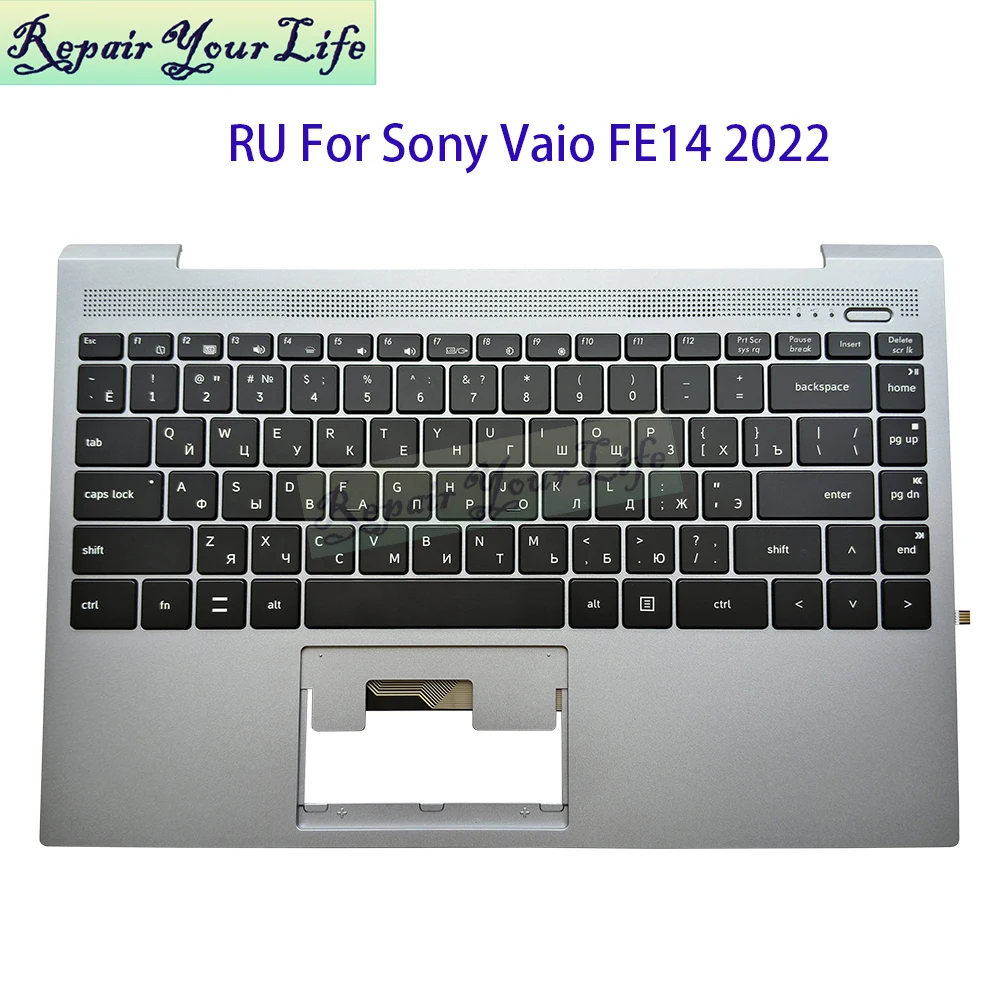Teclado Ruso con Reposamanos Retroiluminado para Sony Vaio FE14 2022 VJFE44 VJFE49F11X VJPX12F11X MB3091003 F0087-003, Carcasa Superior Nueva