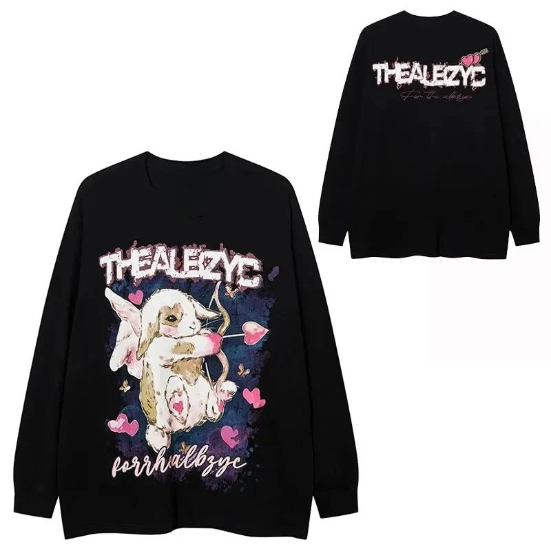 

2025 Autumn and Winter Round-neck Hoodie American Gothic Dark Style Hoodie High-end Luxury Is for Both Men and Women Top Y2k