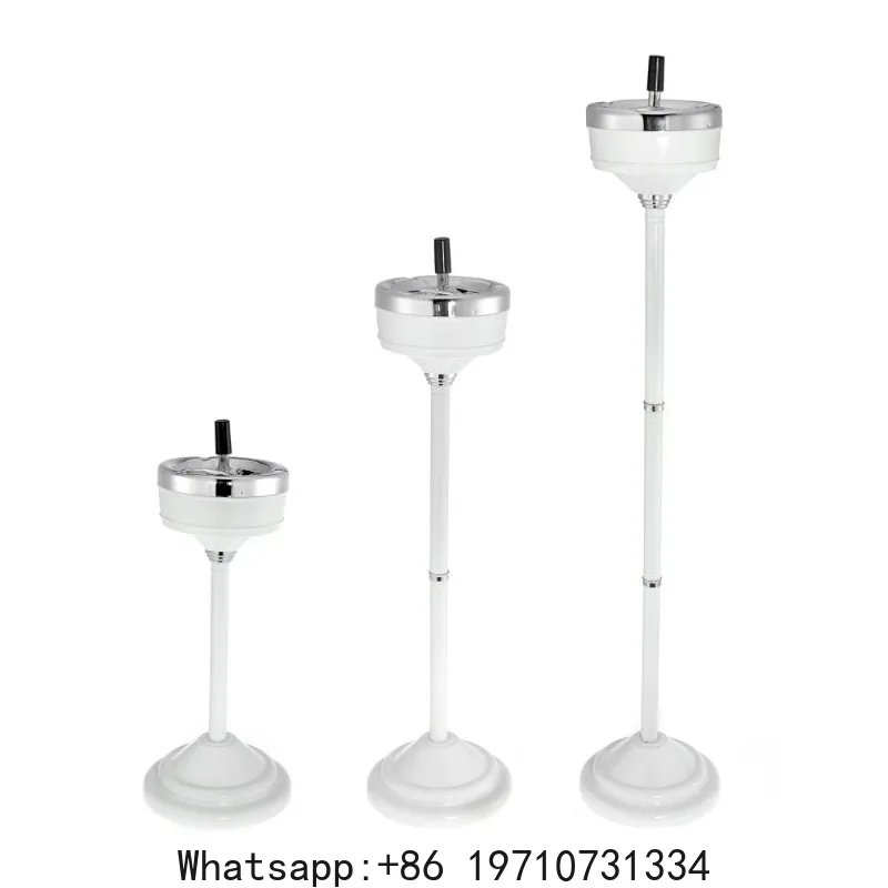 Floor Standing Ash Tray w/ Lid Stainless Steel Adjustable Height Smoking Ashtray Vertical Rotating Cigarette Detachable Ashtrays