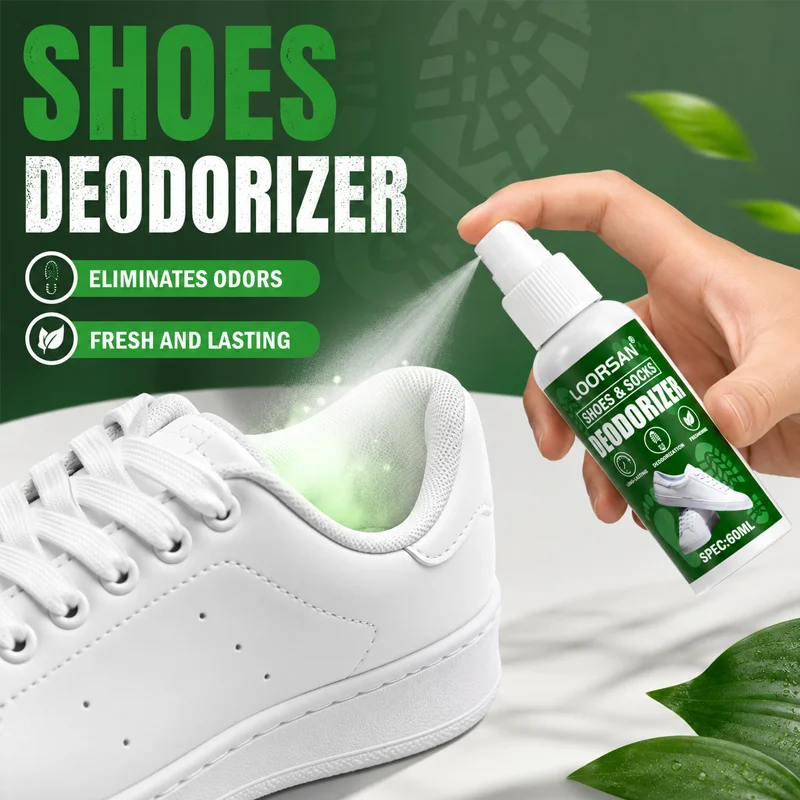 Loorsan Shoes & Socks Deodorizer Spray Smelly Shoe Foot Odor Eliminator Natural Fresh Mist For Sneakers Boots 60m