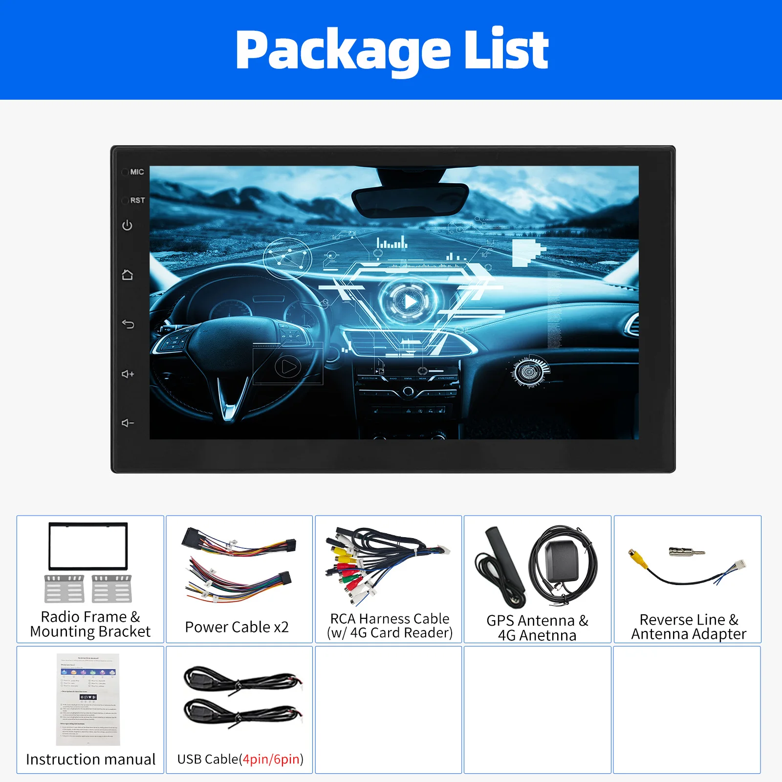 ESSGOO Android 15 Universele Autoradio 6+128G Draadloze Carplay Autoradio 2 Din Autostereo GPS BT Smart Centrale Multimedia