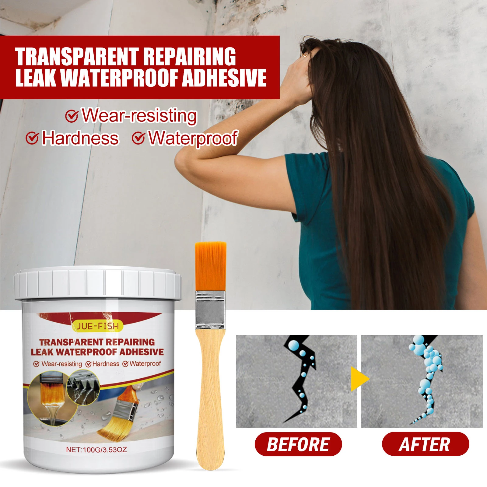 Transparent Leak Proof Waterproof Glue Tile Free Bathroom Kitchen Floor Tile Coating Waterproofing Agent, Invisible Liquid Sealant Anti Leakage Sealer Coating For Exterior Wall Roof Balcony Shower Toilet Window Sill Pipe Repair Household Supplies Kit Set