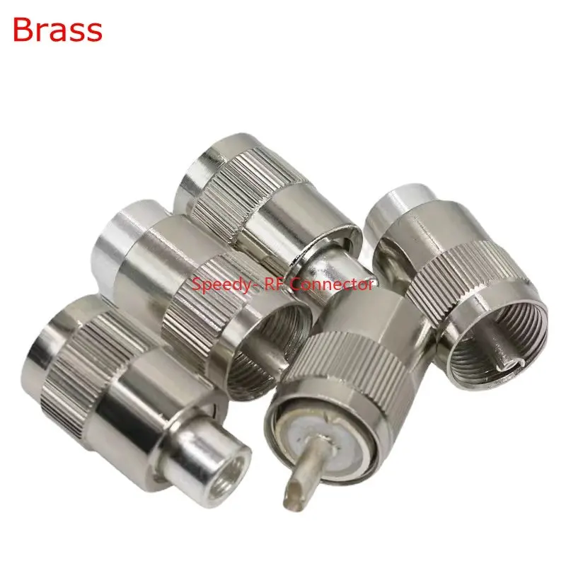 1-10Pcs PL259 UHF หัวต่อตัวผู้ SL16 UHF PL-259ชาย Solder สำหรับ RG58 RG142 LMR195 RG400สาย Coaxial Adapter ทองเหลืองทองแดง