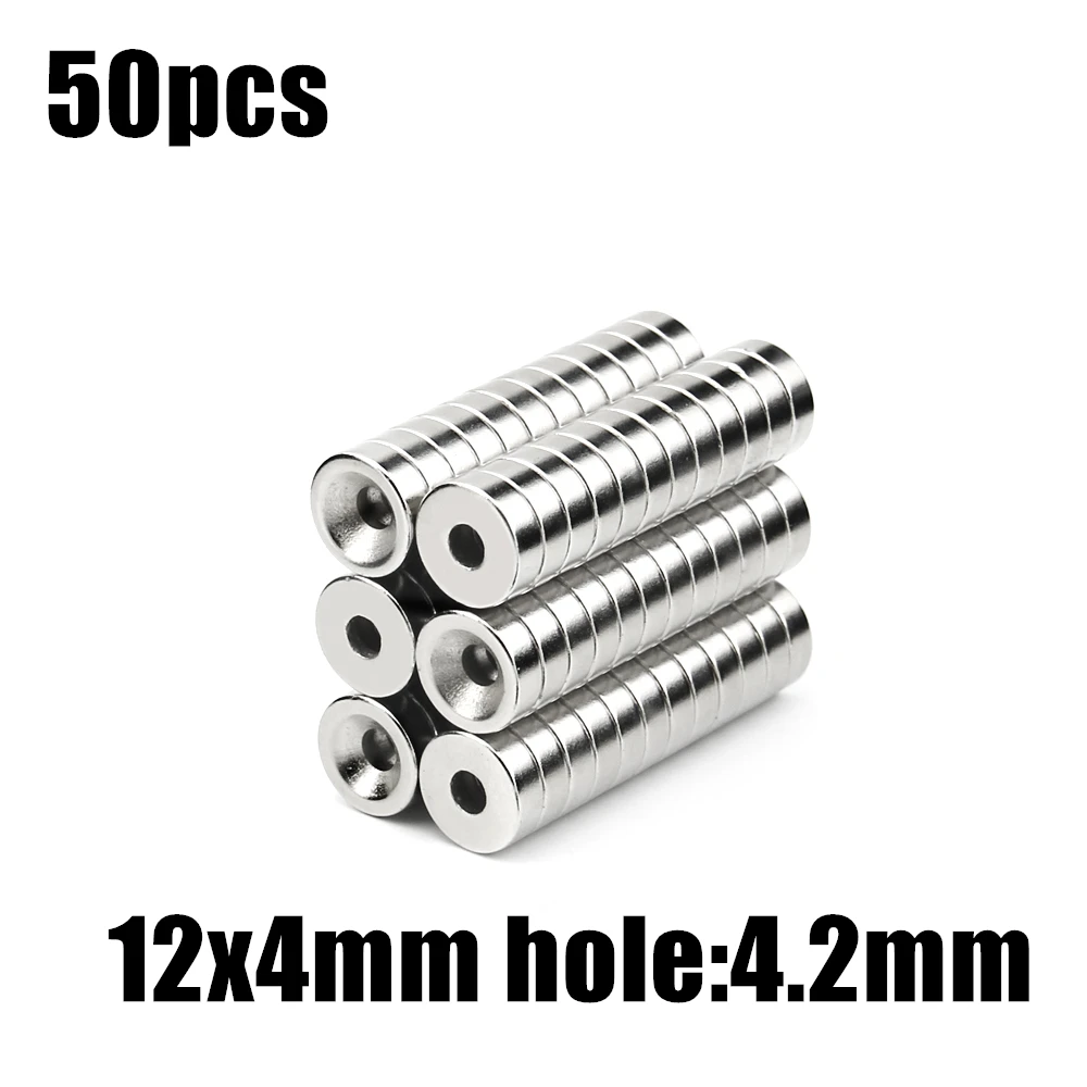 

50pcs 12x4mm hole:4.2mm super Strong Round Neodymium Countersunk Ring Magnets Rare Earth N35