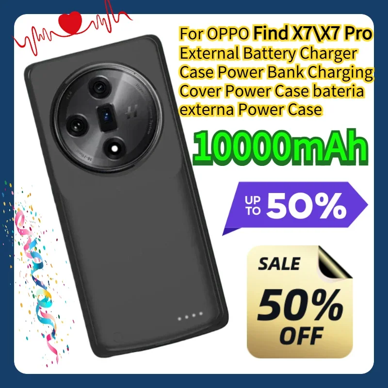 

For OPPO Find X7\X7 Pro External Battery Charger Case Power Bank Charging Cover Power Case bateria externa Power Case 10000mAh