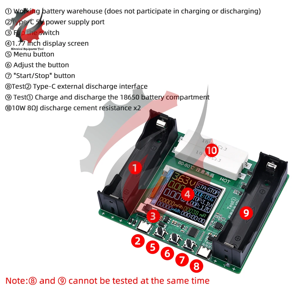 18650/21700 Lithium Battery Capacity Tester Module High Precision Type-C USB LCD Digital Display True Capacity Module MaH/mwH