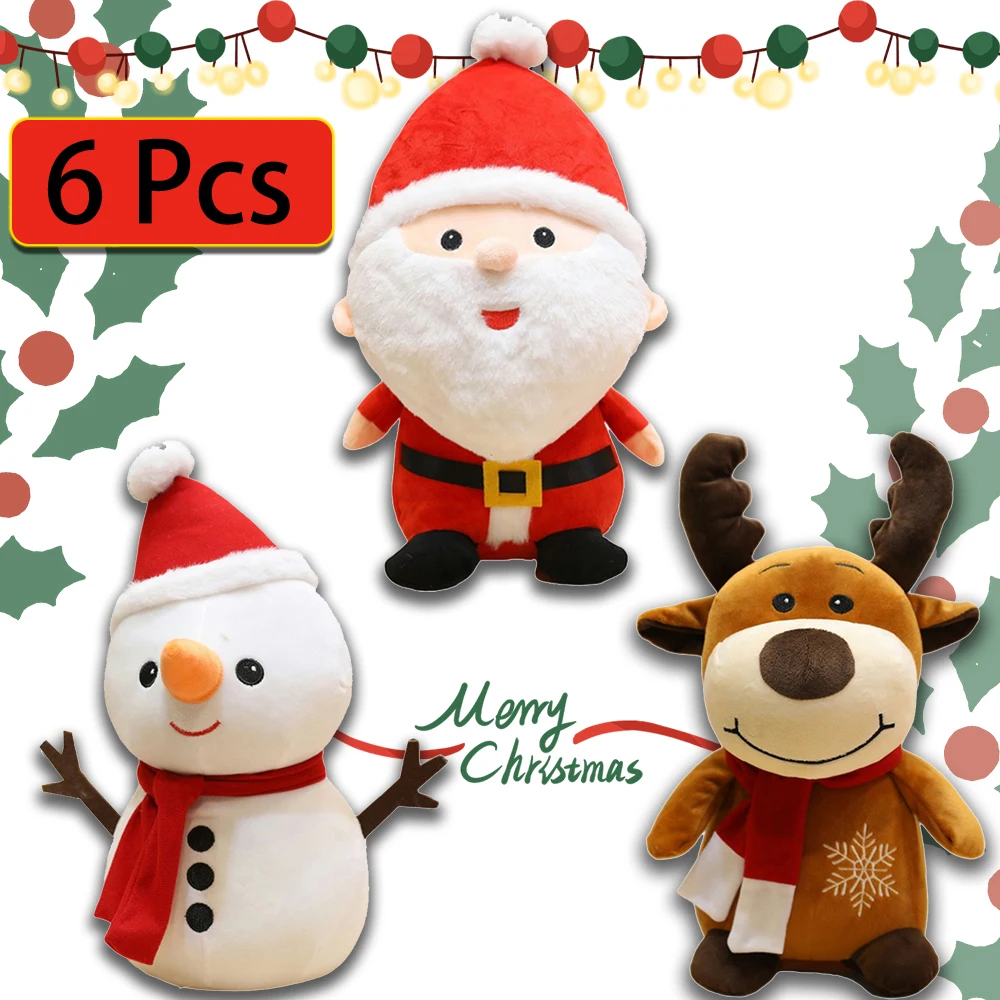 20CM Cute Christmas Series Doll Santa Claus Elk Plush Toy Stuffed Soft Snowman Deer Toys for Kids Girls Xmas Gift Decor Props