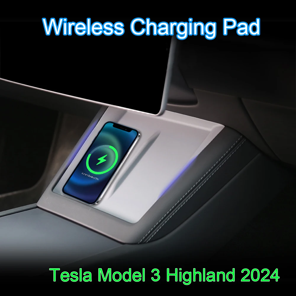 Pad di ricarica Wireless per Tesla Model 3 Highland 2024 Center Console Charger Mat accessori Cover in Silicone per montaggio su telefono