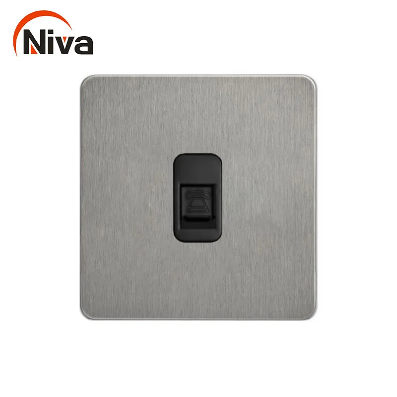 Niva electric home switches TV TEL sockets stainless steel Nickel panel Universal wall socket