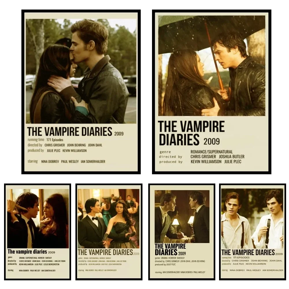 The Retro Classic Movie The Vampire Diaries Poster Paper Print Home Bedroom Entrance Bar Restaurant Cafe Art Painting Decoration